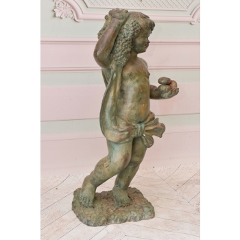 Anioł z Kokardą - Kupidyn Amor - Figura Rzeźba z Brązu - Dekoracja Ozdoba