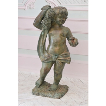 Anioł z Kokardą - Kupidyn Amor - Figura Rzeźba z Brązu - Dekoracja Ozdoba