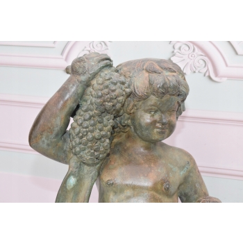 Anioł z Kokardą - Kupidyn Amor - Figura Rzeźba z Brązu - Dekoracja Ozdoba