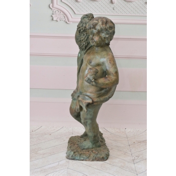 Anioł z Kokardą - Kupidyn Amor - Figura Rzeźba z Brązu - Dekoracja Ozdoba