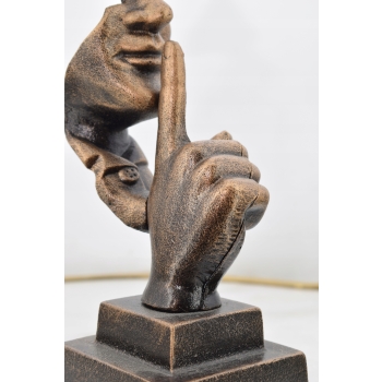 Figura Z Brązu - Cisza - Twarz Buzia Pokazująca Cisze - Rzeźba - Ozdoba