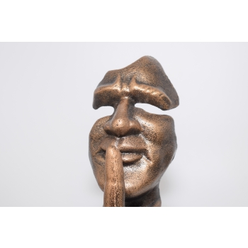 Figura Z Brązu - Cisza - Twarz Buzia Pokazująca Cisze - Rzeźba - Ozdoba