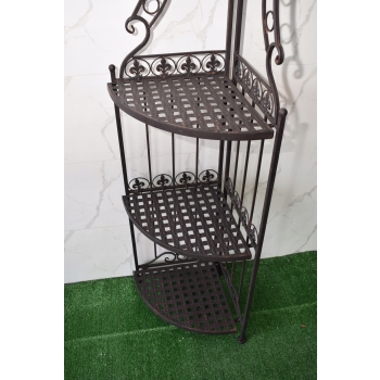 Narożny Metalowy Regał Na Kwiaty - Kwietnik z 4 Półkami - Dom Ogród Retro