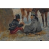 Wojciech Kossak - Odpoczynek Żołnierzy - Zimowa Scena - Obraz Olejny