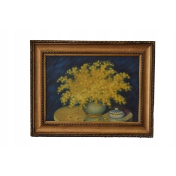 Marian Szczerbiński - Kwiaty w Wazonie - Martwa Natura - Obraz Olejny 46x58