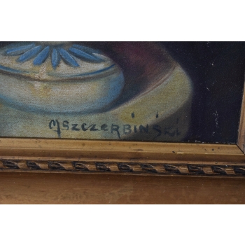 Marian Szczerbiński - Kwiaty w Wazonie - Martwa Natura - Obraz Olejny 46x58