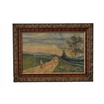 A. Gierymski - Wiejska Dziewczyna - Scena Rodzajowa - Obraz Olejny 45x62 cm