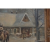 Stanisław Studencki - Zimowa Scena - Ułani Przy Chacie - Obraz Olejny 64x74