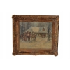Stanisław Studencki - Zimowa Scena - Ułani Przy Chacie - Obraz Olejny 64x74