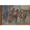Stanisław Studencki - Zimowa Scena - Ułani Przy Chacie - Obraz Olejny 64x74