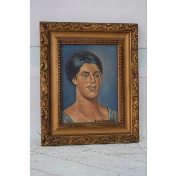 Jacek Malczewski - Portret Kobiety - Stary Obraz Olejny - Złota Rama 34x28
