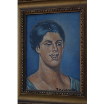 Jacek Malczewski - Portret Kobiety - Stary Obraz Olejny - Złota Rama 34x28