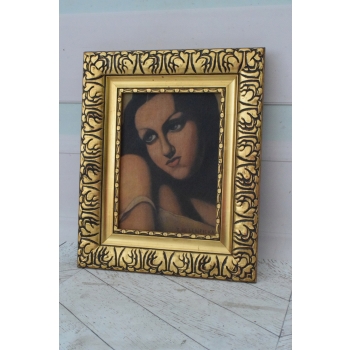 TAMARA De Łempicka - Portret Kobiety - Kobieta - Obraz Olejny Złota Rama