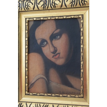 TAMARA De Łempicka - Portret Kobiety - Kobieta - Obraz Olejny Złota Rama