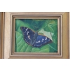 Kolorowy Motyl - Motylek Na Liściu - Natura - Obraz Olejny - Złota Rama