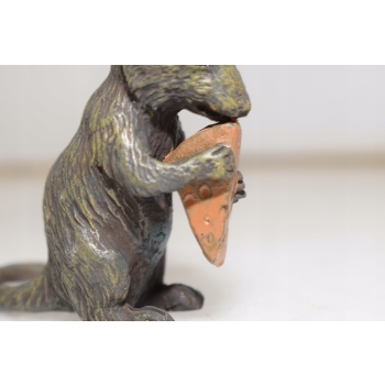 Myszka z Kawałkiem Sera - Mysz Szczur - Figura Z Brązu - Dekoracja