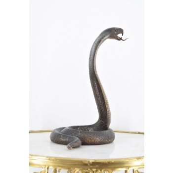 Groźna Kobra - Wąż Grzechotnik - Cobra - Figura Rzeźba z Brązu - Dekoracja