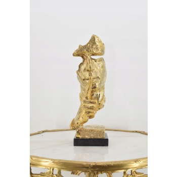 Twarz Prosząca O Cisze - Cisza - Figura z Brązu - Złota - Ozdoba