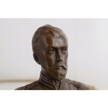 Popiersie z Brązu - Car Mikołaj II - Rosyjska Figura z Brązu