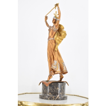 Orientalna Tancerka - Kobieta z Mieczem - Figura Rzeźba z Brązu - Dekoracja
