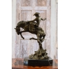 Kowboj na Koniu - Dziki Zachód - Rodeo - Figura Rzeźba z Brązu na Marmurze