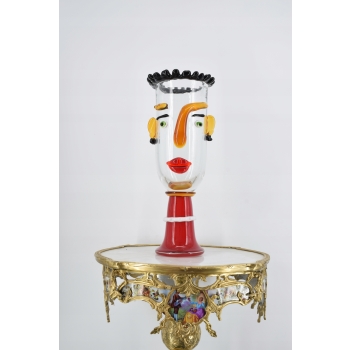 Kolorowy Wazon w Kształcie Twarzy - Waza Na Kwiaty Szkło Murano - Dekoracja