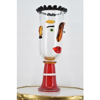 Kolorowy Wazon w Kształcie Twarzy - Waza Na Kwiaty Szkło Murano - Dekoracja