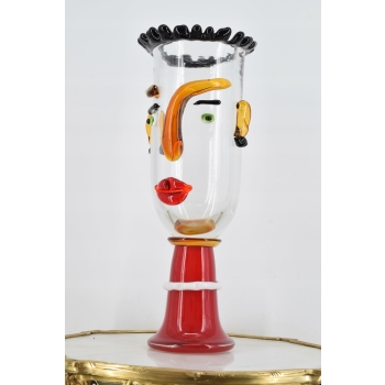 Kolorowy Wazon w Kształcie Twarzy - Waza Na Kwiaty Szkło Murano - Dekoracja