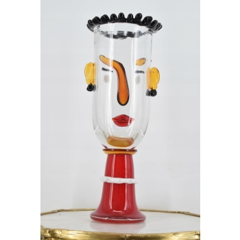 Kolorowy Wazon w Kształcie Twarzy - Waza Na Kwiaty Szkło Murano - Dekoracja