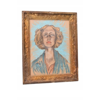 I. Witkiewicz Witkacy 1933 - Portret Arystokratka w Chuście - Pastel Obraz