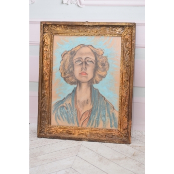 I. Witkiewicz Witkacy 1933 - Portret Arystokratka w Chuście - Pastel Obraz