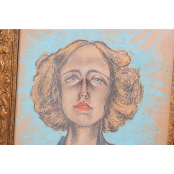 I. Witkiewicz Witkacy 1933 - Portret Arystokratka w Chuście - Pastel Obraz
