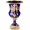 Granatowa Porcelanowa Waza - Urna Wazon - Porcelana + Brąz - Zdobienia