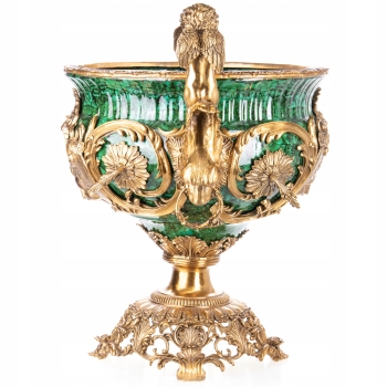 Szmaragdowa Porcelanowa Misa - Waza Urna Patera - Porcelana + Brąz - Amory