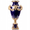 Granatowa Porcelanowa Amfora - Urna Wazon - Porcelana + Brąz - Zdobienia