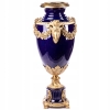 Granatowa Porcelanowa Amfora - Urna Wazon - Porcelana + Brąz - Zdobienia