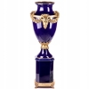 Granatowa Porcelanowa Amfora Na Filarze - Urna Wazon - Porcelana + Brąz