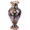 Czarna Porcelanowa Waza - Urna Wazon - Porcelana + Brąz - Motyw Kwiatów