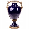 Granatowa Porcelanowa Waza - Urna Wazon - Porcelana + Brąz - Anioły