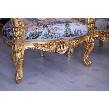 GOBELIN ARYSTOKRACJA Barokowy Komplet Wypoczynek - Sofa + 4 Fotele + Stół