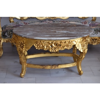 GOBELIN ARYSTOKRACJA Barokowy Komplet Wypoczynek - Sofa + 4 Fotele + Stół