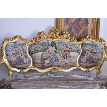 GOBELIN ARYSTOKRACJA Barokowy Komplet Wypoczynek - Sofa + 4 Fotele + Stół