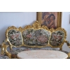 GOBELIN FRANCJA Barokowy Komplet Wypoczynek - Sofa + 4 Fotele + Stół