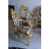 GOBELIN FRANCJA Barokowy Komplet Wypoczynek - Sofa + 4 Fotele + Stół