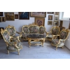 GOBELIN PARYSKI Barokowy Komplet Wypoczynek - Sofa + 4 Fotele + Stół