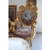 Barokowy Komplet Wypoczynek - Sofa + 4 Fotele + Stół RÓŻOWY KWIATY