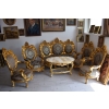Barokowy Komplet Wypoczynkowy Wypoczynek - Sofa + 4 Fotele + Stół KWIATY