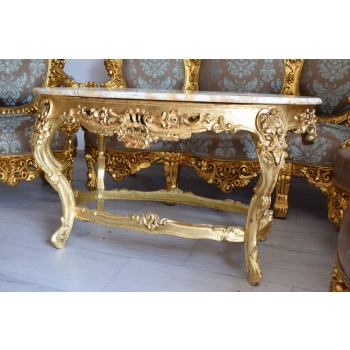 Barokowy Komplet Wypoczynkowy Wypoczynek - Sofa + 4 Fotele + Stół KWIATY