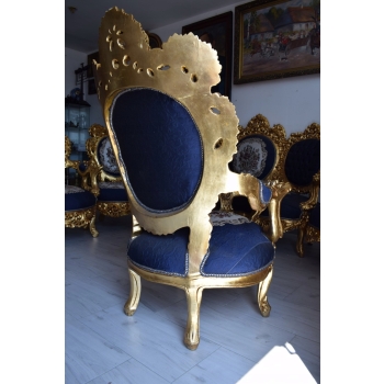 Barokowy Komplet Wypoczynkowy Wypoczynek - Sofa + 4 Fotele + Stół KWIATY