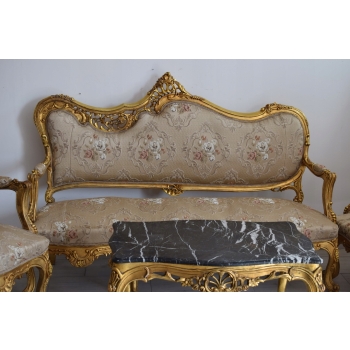 Barokowy Komplet Wypoczynkowy Wypoczynek - Sofa + 4 Fotele + Stół SALON